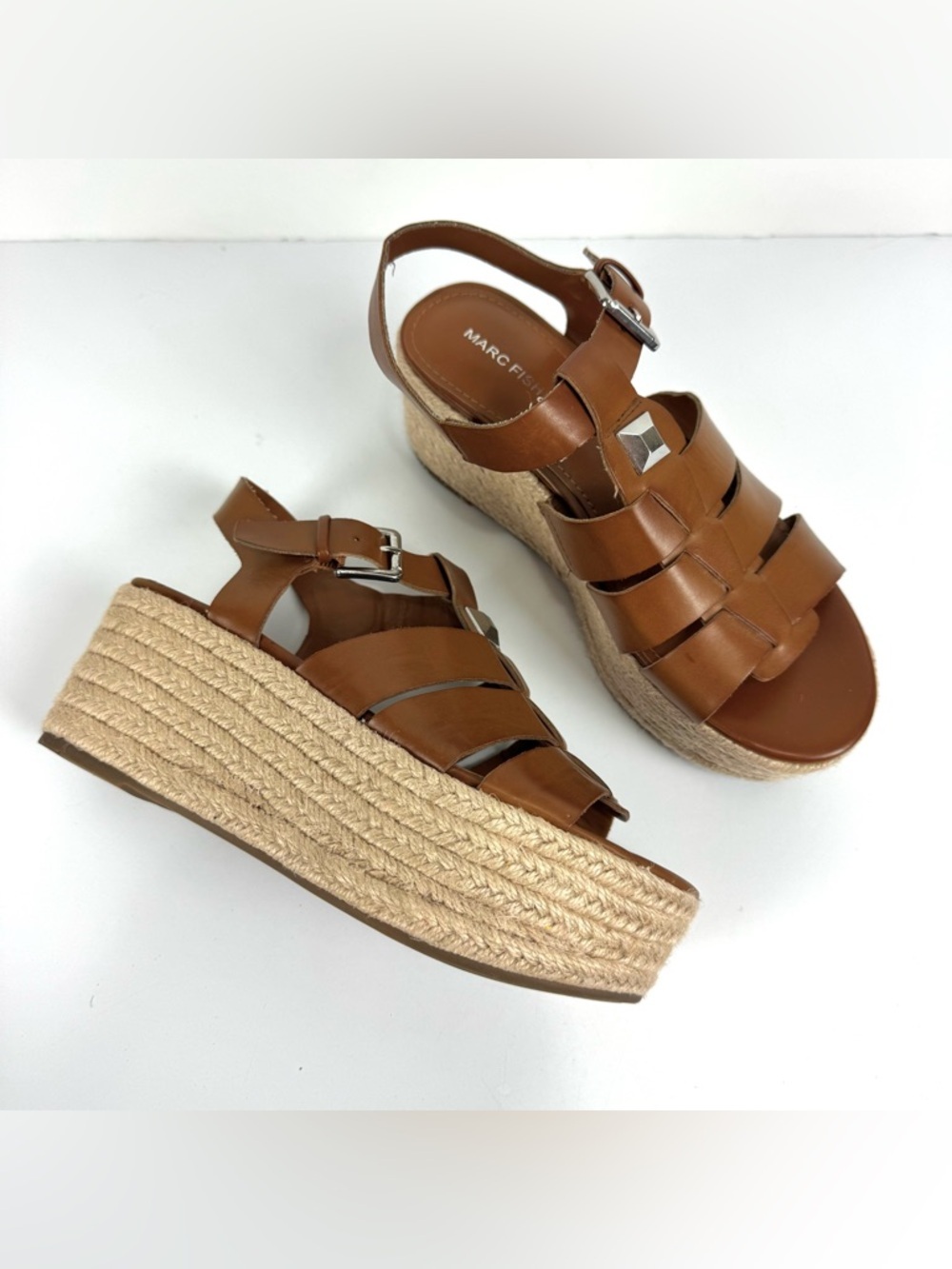 Marc Fisher Joven Espadrille Platform Wedge Sandal Women’s Sz 6 M Vegan Leather